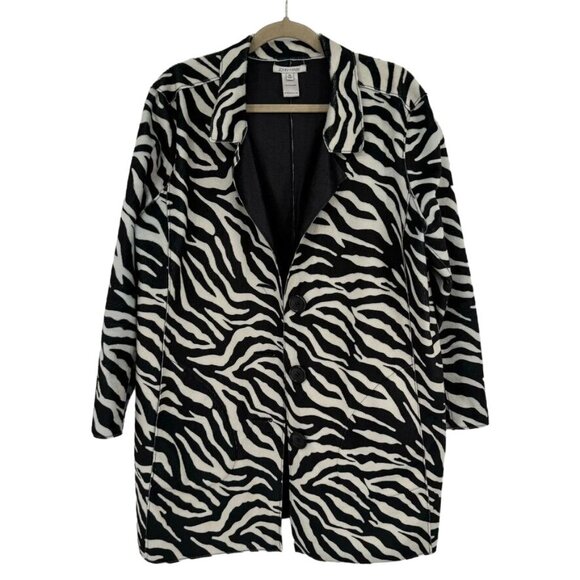 John Mark Reversible Zebra Print Black Jacket Size XL faux fur leather womens - Picture 13 of 16